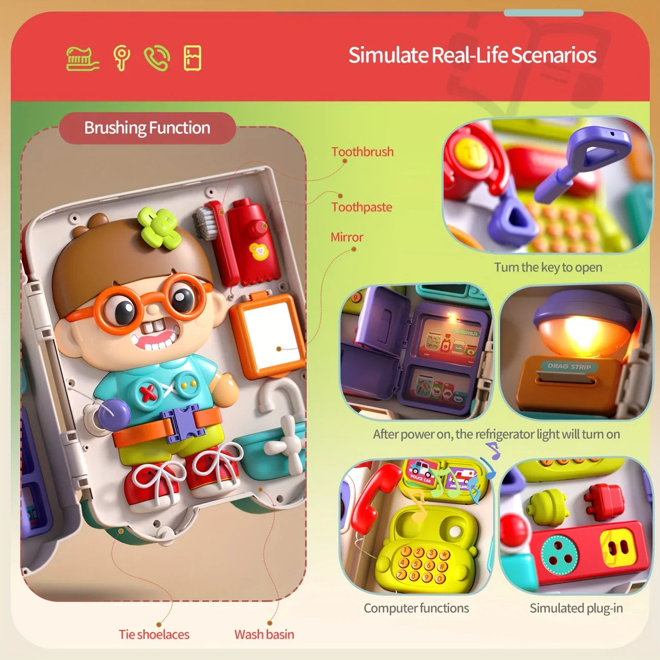 Busy Board for Kids – 54-in-1 Sensory Activity Toy with Lights & Sounds