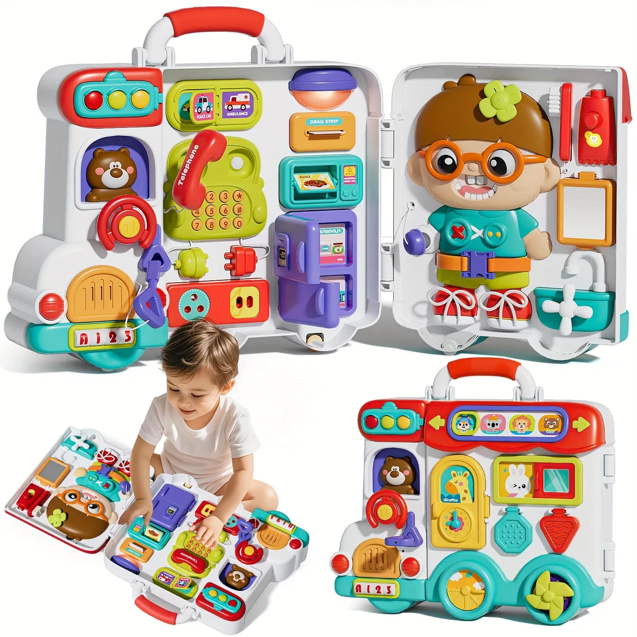 Busy Board for Kids – 54-in-1 Sensory Activity Toy with Lights & Sounds