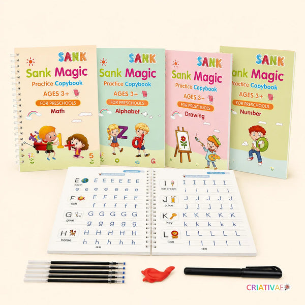 Magic Books Criativae - 4 Reusable Handwriting Practice Books