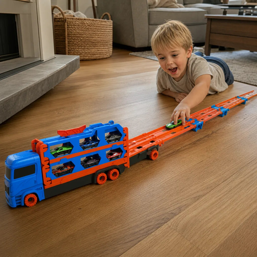 CegCar Blaster Criativae - Car Hauler Truck with 5 Ft Race Track