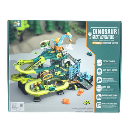 Dinosaur-Themed Construction Site Track Set with Motorized Escalator