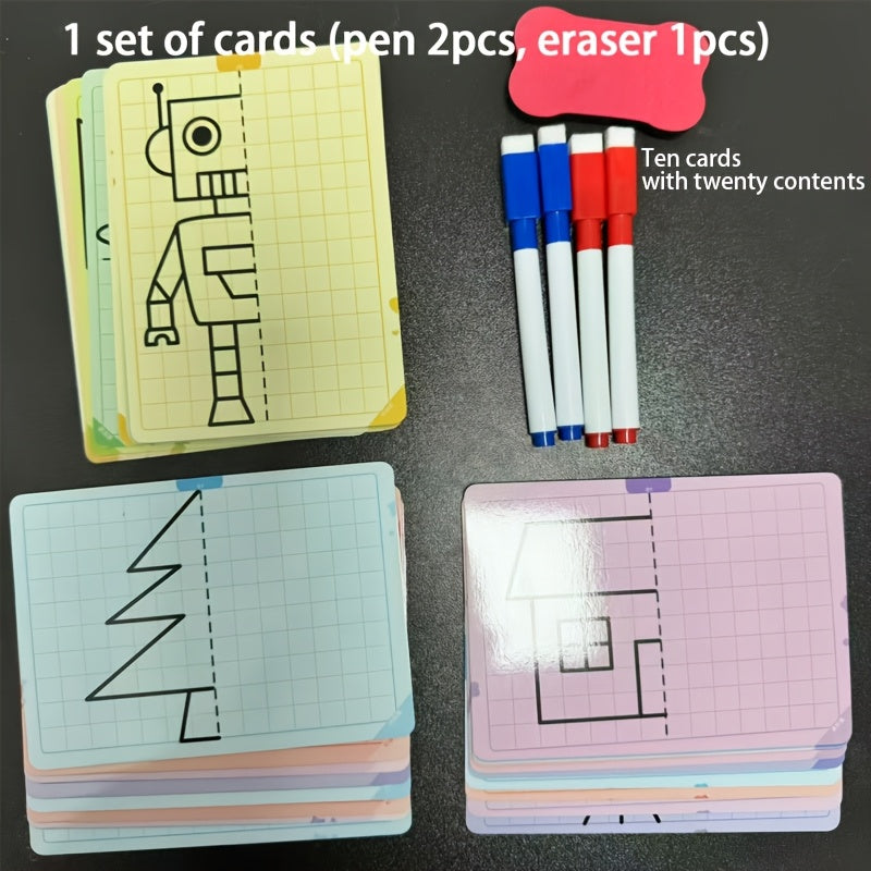 Symmetrical Drawing Grid Cards – 20 Creative Pattern Designs for Kids