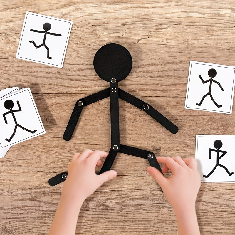 Black Wooden Puppet Game – Fine Motor Skill Toy