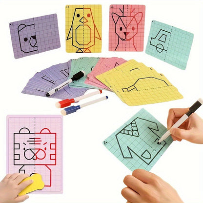 Symmetrical Drawing Grid Cards – 20 Creative Pattern Designs for Kids