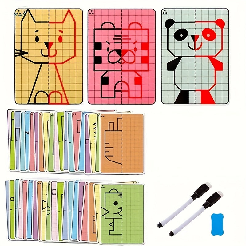 Symmetrical Drawing Grid Cards – 20 Creative Pattern Designs for Kids