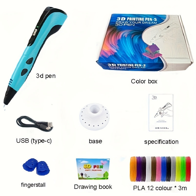 Premium 3D-tekenpenset – USB-C artistieke pen voor kinderen en tieners