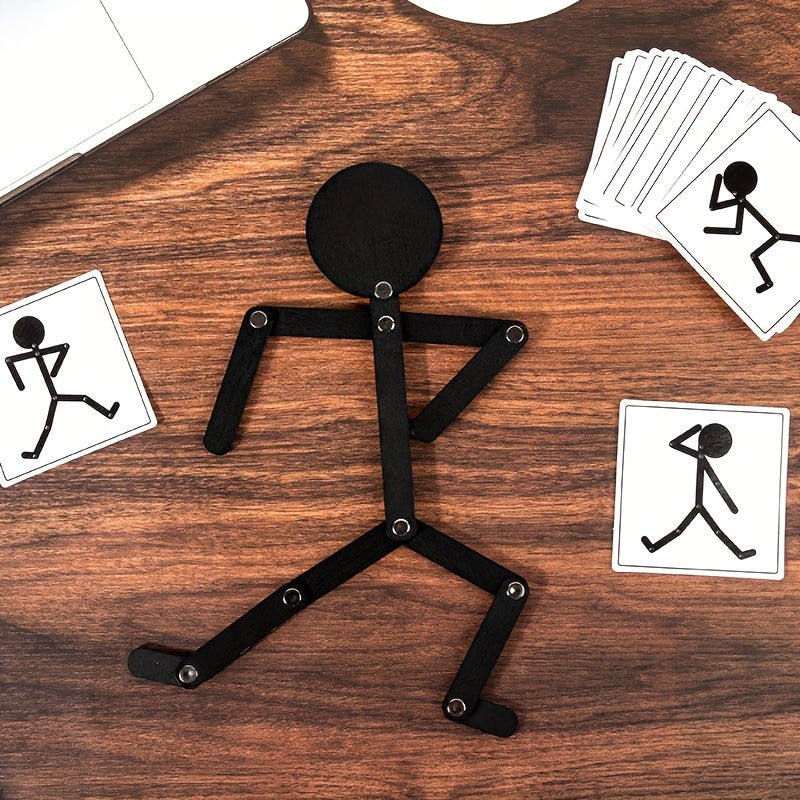 Schwarzes Puppenspiel aus Holz – Feinmotorikspielzeug