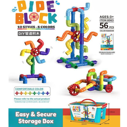 56-Piece Pipe Blocks Construction Set
