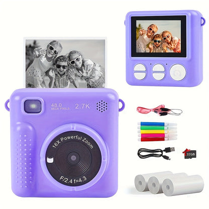Kids Instant Print Camera – 1080P HD, 2,4" scherm, 32GB kaart en thermisch papier