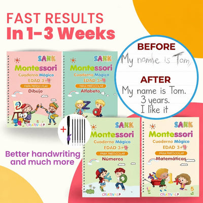 Magic Books Criativae - 4 Reusable Handwriting Practice Workbooks