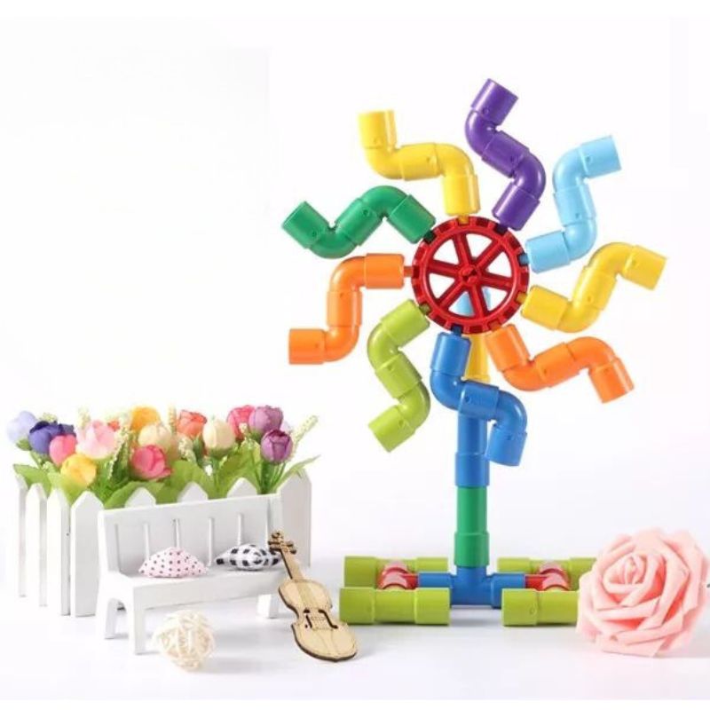 56-Piece Pipe Blocks Construction Set