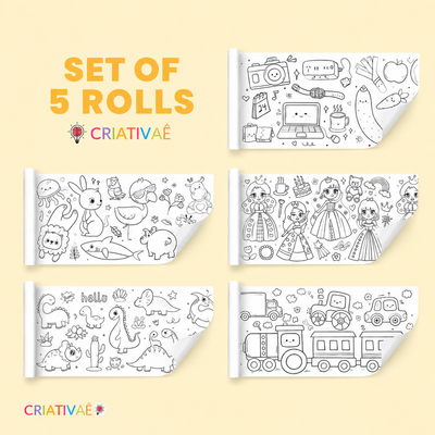 Coloring Roll Criativae - 10 Ft Sticky Coloring Paper Roll with 1000+ Drawings