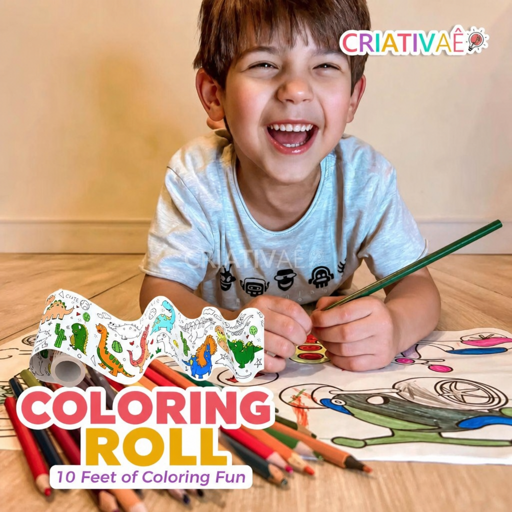 Coloring Roll Criativae - 10 Ft Sticky Coloring Paper Roll with 1000+ Drawings