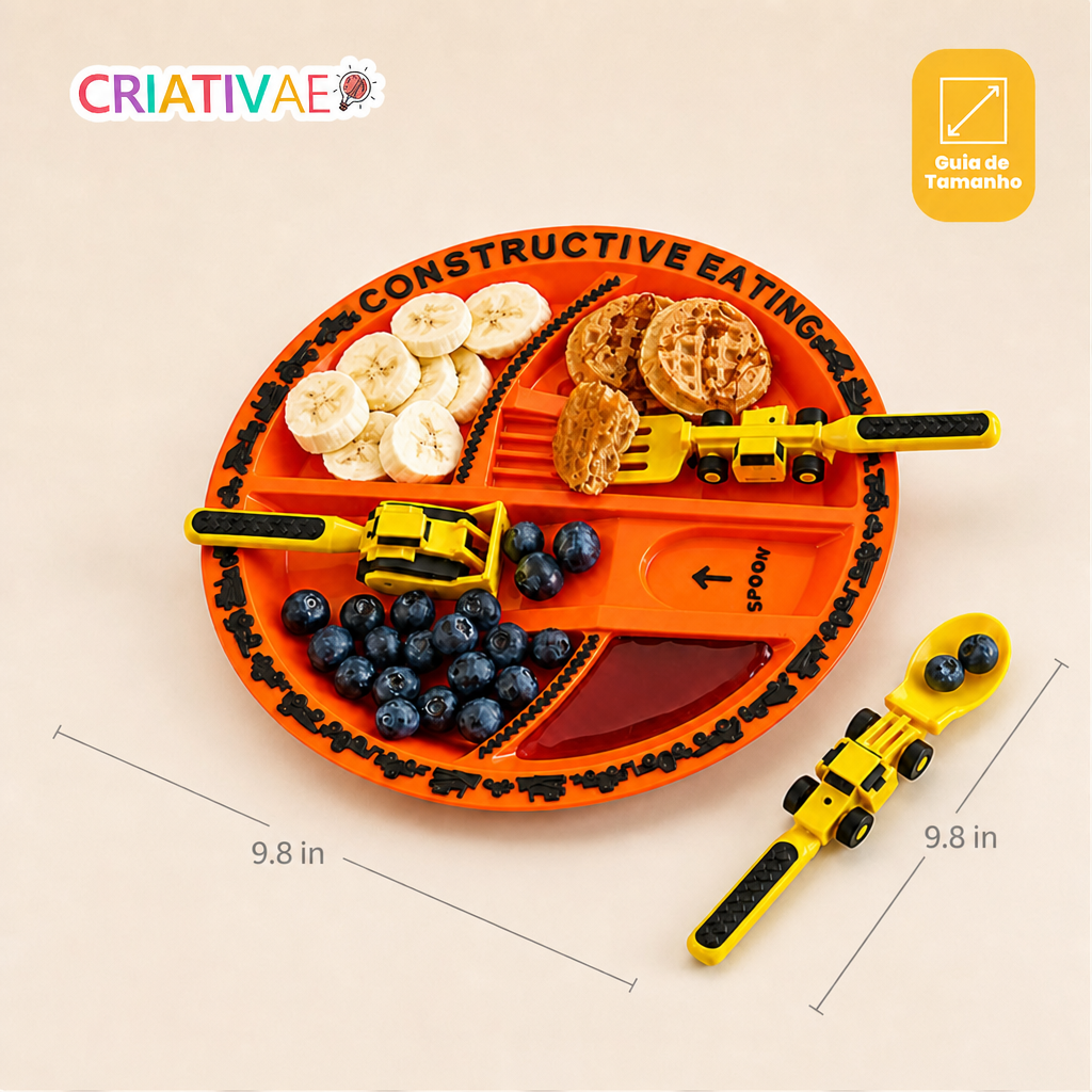Tractor Spoon Criativae - Construction Truck Plate and Utensil Set for Toddlers