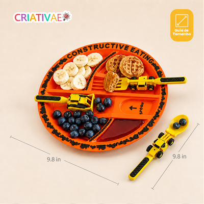 Tractor Spoon Criativae - Construction Truck Plate and Utensil Set for Toddlers