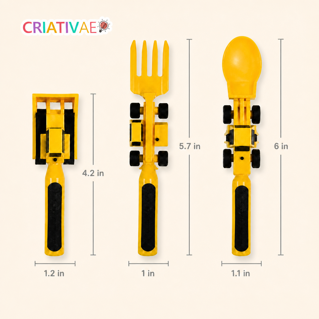 Tractor Spoon Criativae - Construction Truck Plate and Utensil Set for Toddlers