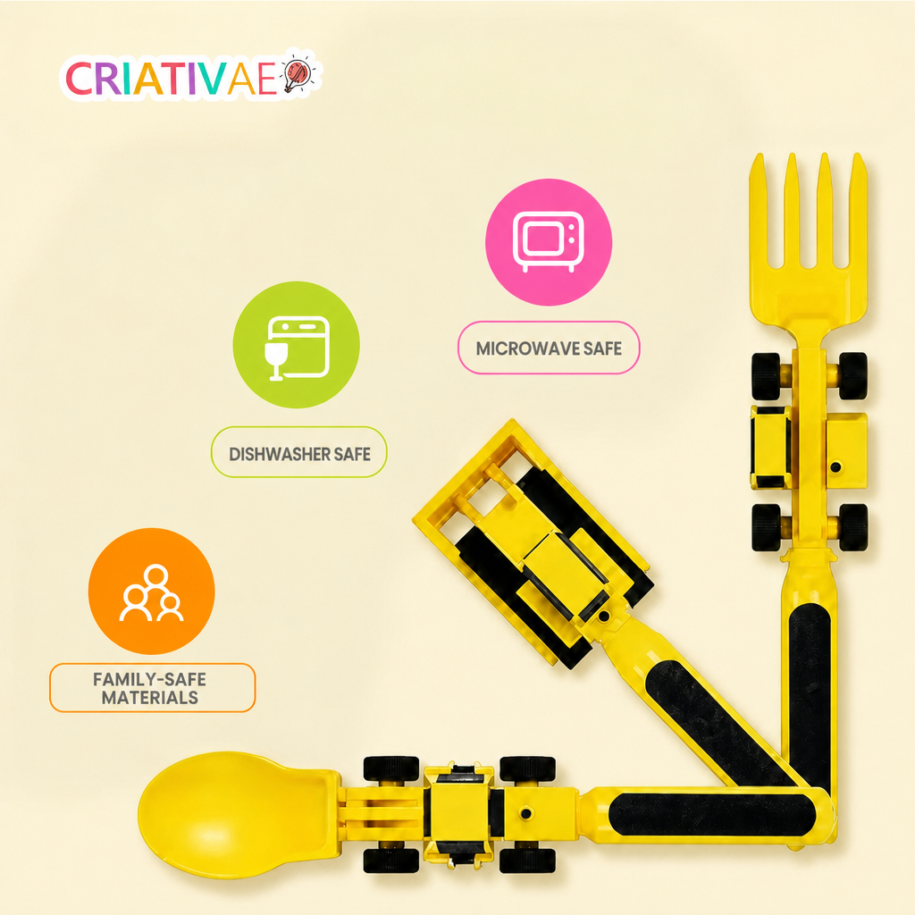 Tractor Spoon Criativae - Construction Truck Plate and Utensil Set for Toddlers