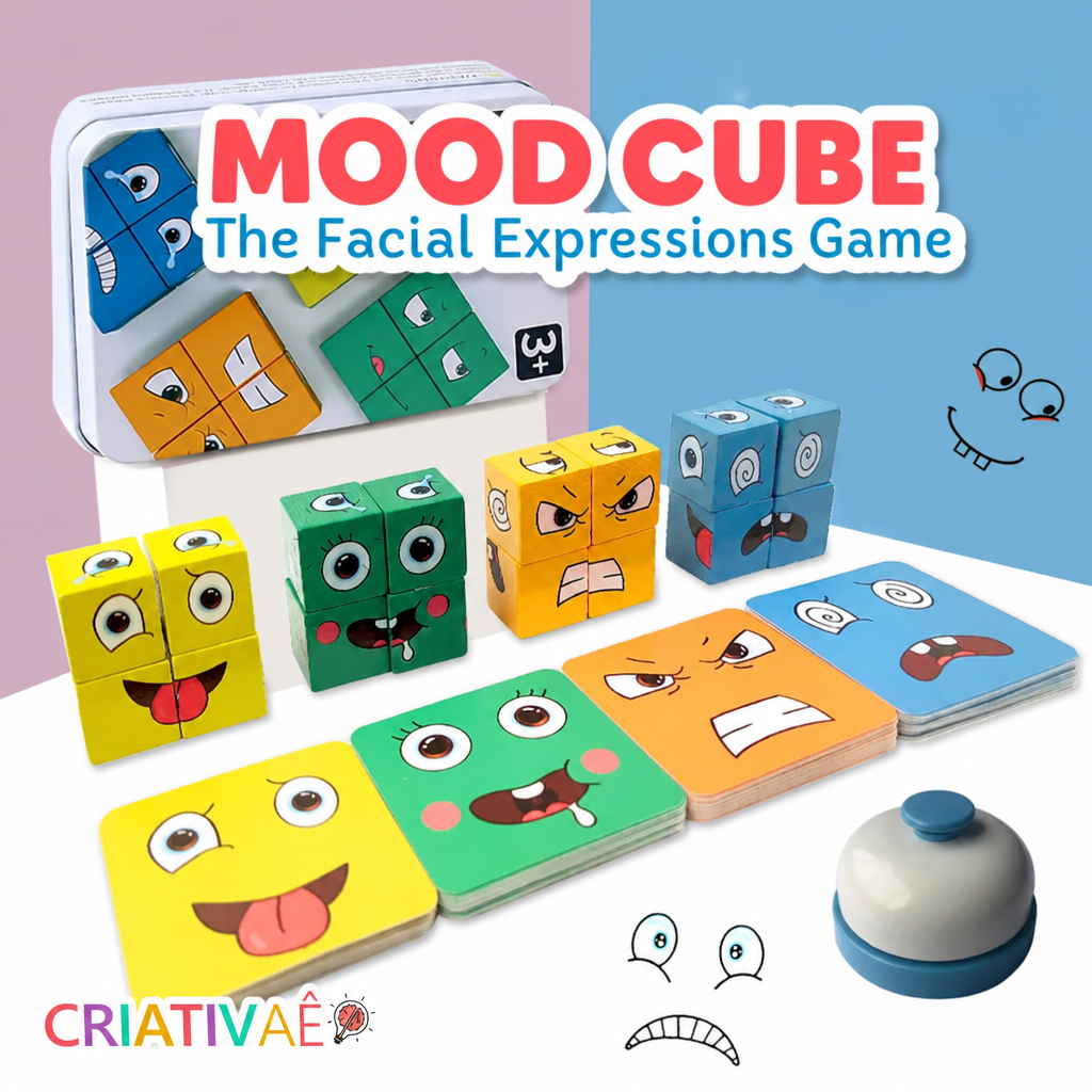 Mood Cube Criativae - Wooden Emotions Game for Kids