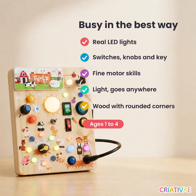 Busy Kids Criativaê - Montessori Sensory Busy Board with Lights