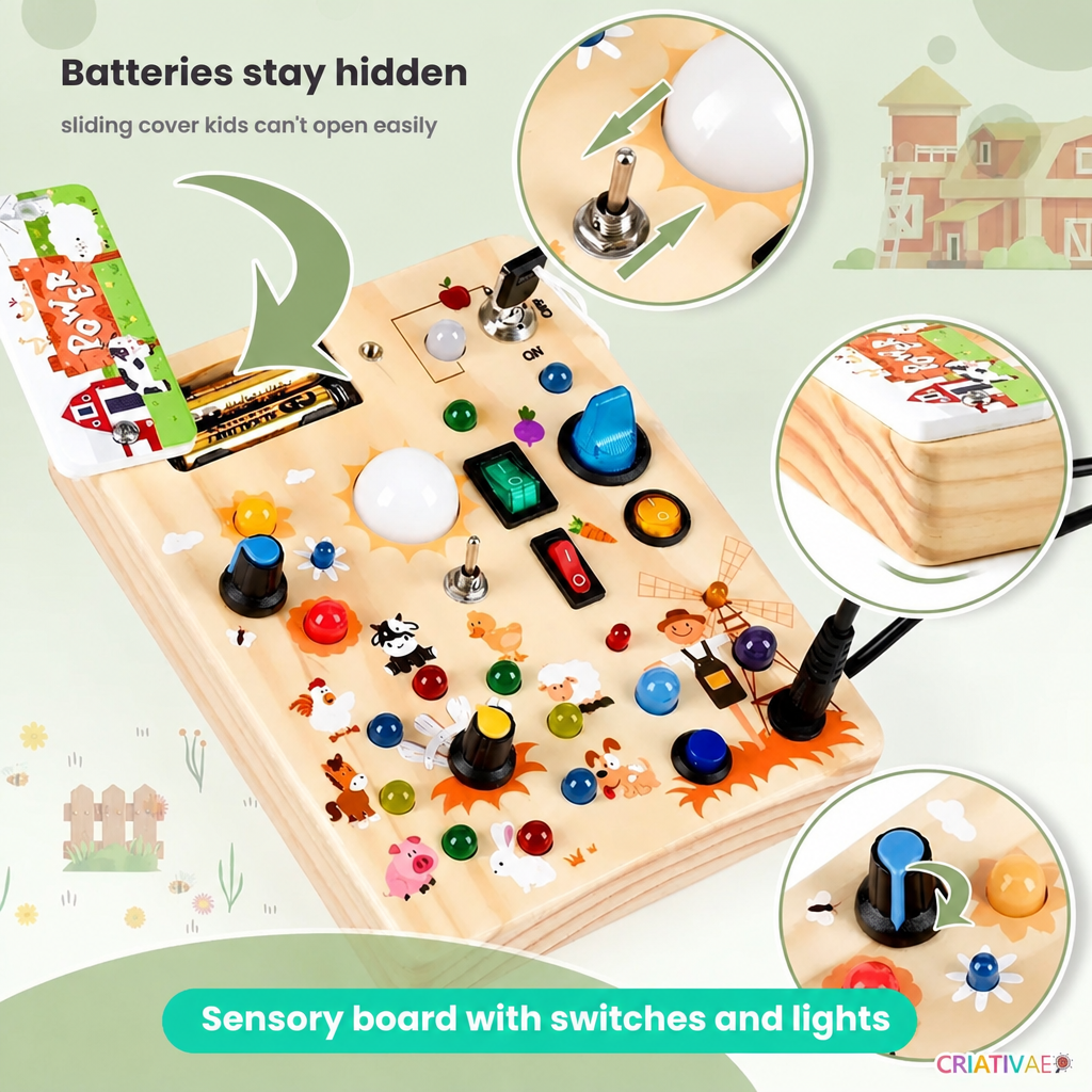 Busy Kids Criativaê - Montessori Sensory Busy Board with Lights