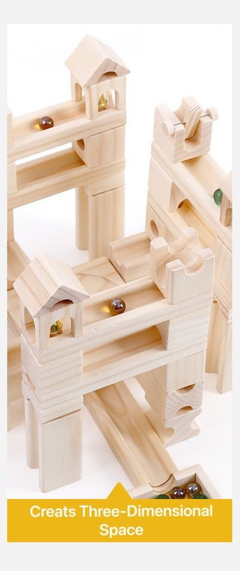 80-teiliges Kugelbahn-Set aus Holz