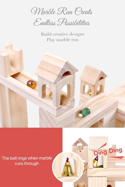 80-Piece Wooden Marble Run Set