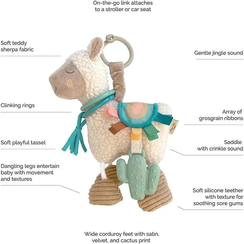 Itzy Ritzy Llama Link &amp; Love Toy – Silikon-Beißring für Kinderwagen und Autositze