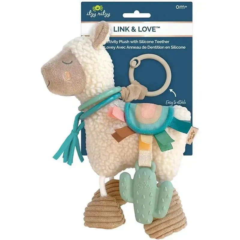 Itzy Ritzy Llama Link &amp; Love Toy – Silikon-Beißring für Kinderwagen und Autositze
