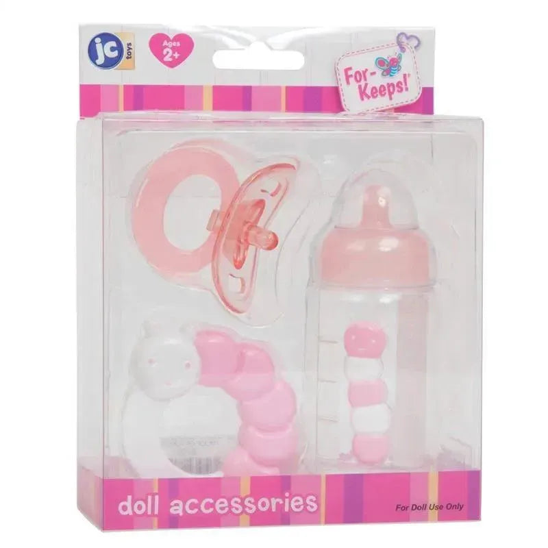 Jc Toys Pink 3-Piece Bottle and Rattle Set