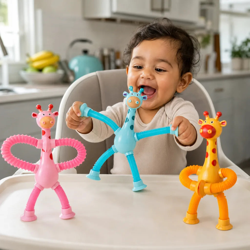 Giraffix Criativae - 4 Stretchy Sensory Giraffes With Suction Cups