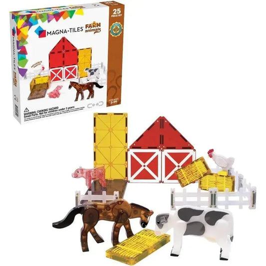 25-teiliges magnetisches Bauset - Magnatiles mit Bauernhoftieren