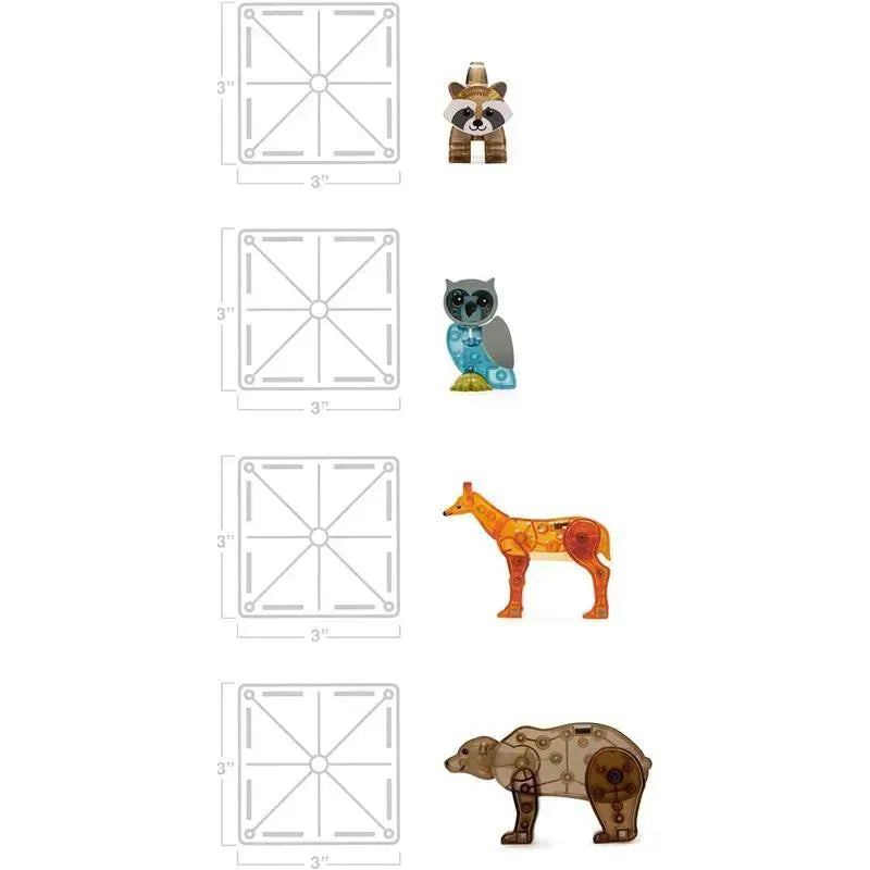 25-Piece Magnetic Building Set - Forest Animal Magnatiles