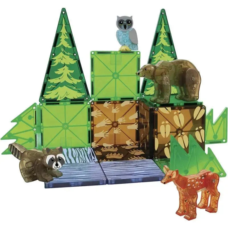 25-Piece Magnetic Building Set - Forest Animal Magnatiles