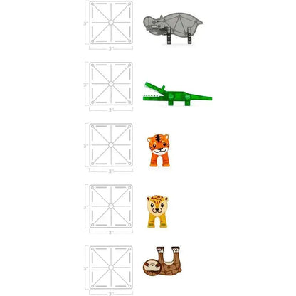 25-delige magnetische bouwset met jungledieren van Magnatiles
