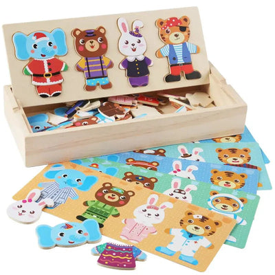Animal Mix Criativae - 72 Piece Wooden Puzzle Kids Mix and Match