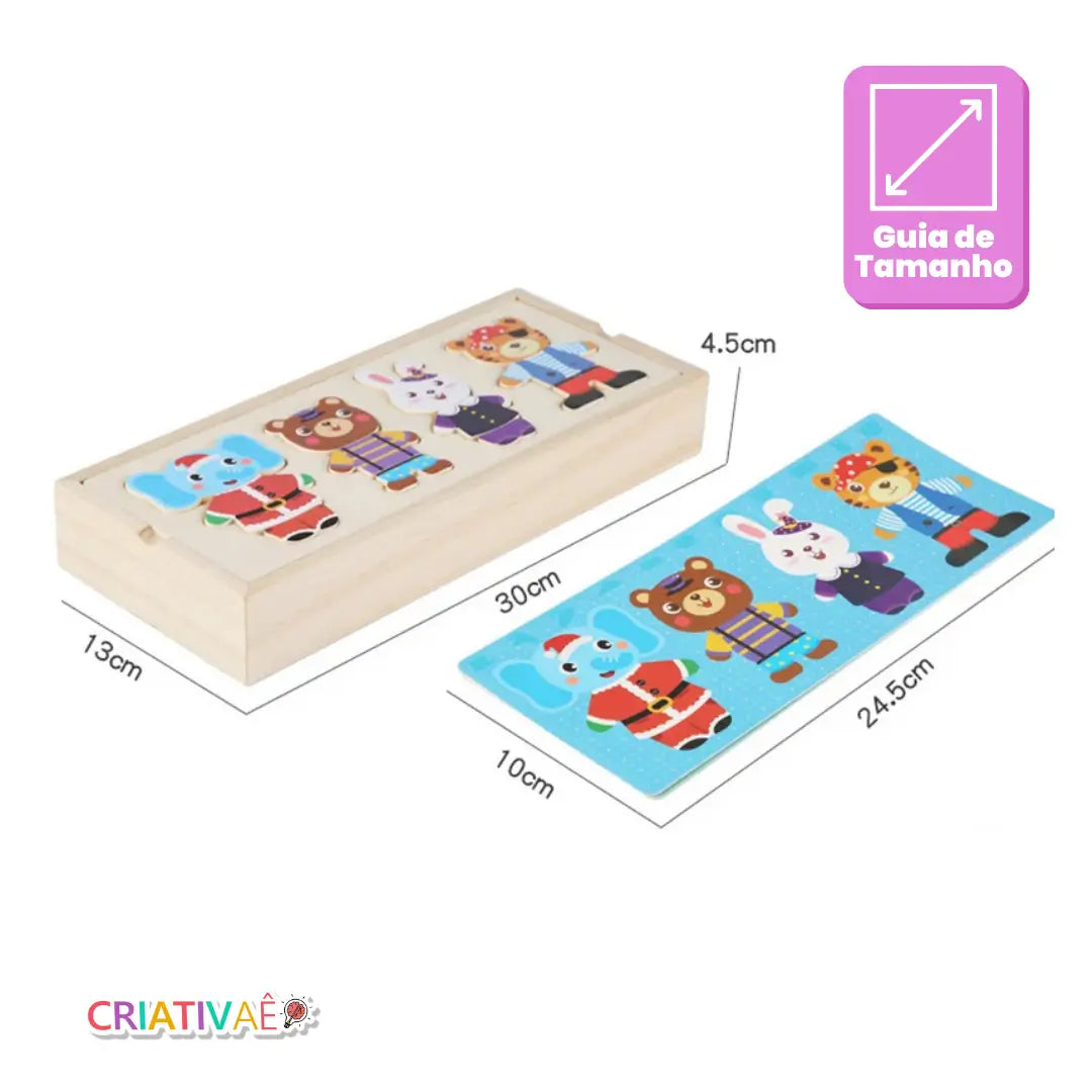 Animal Mix Criativae - 72 Piece Wooden Puzzle Kids Mix and Match