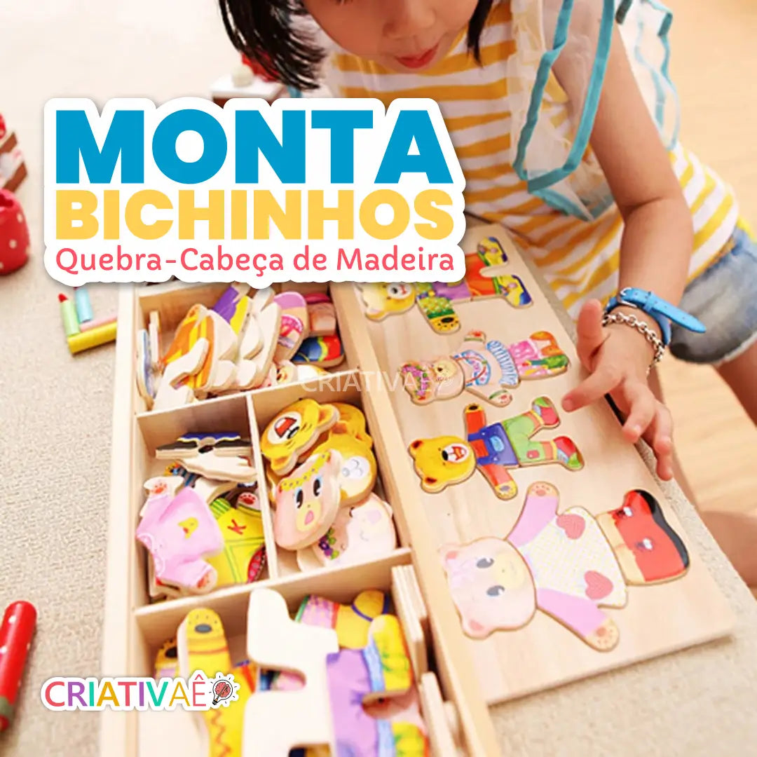 Animal Mix Criativae - 72 Piece Wooden Puzzle Kids Mix and Match