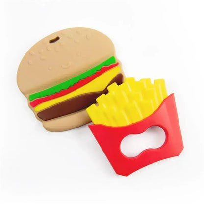 Silikon-Baby-Beißring-Set: Pommes-Frites- und Hamburger-Design