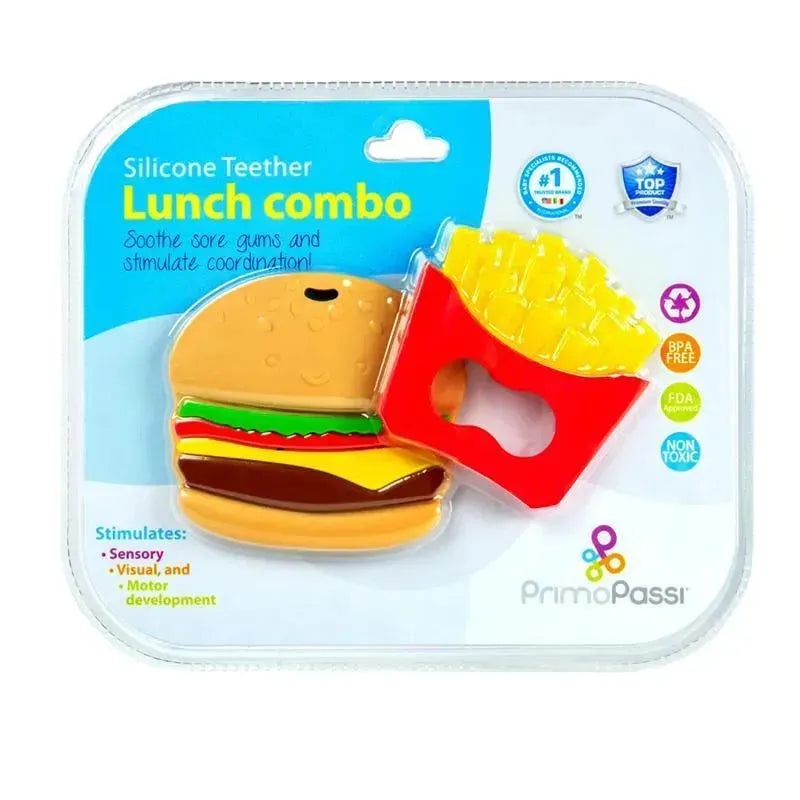 Silikon-Baby-Beißring-Set: Pommes-Frites- und Hamburger-Design