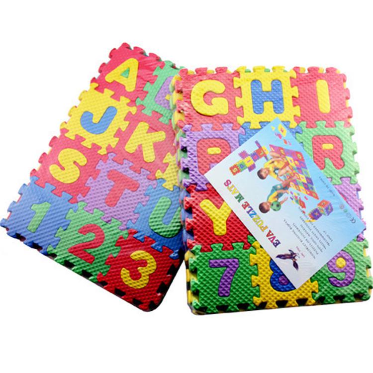 36-Piece Foam Play Puzzle Mat - 31.5x31.5cm Child-Friendly Cartoon Letters and Numbers Rug for Baby and Kids Home Decor