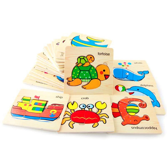 3D-Puzzle-Spielzeug aus Holz – Cartoon-Tiere und Transportmittel für die frühkindliche Bildung – perfektes Geschenk für intelligente Kinder