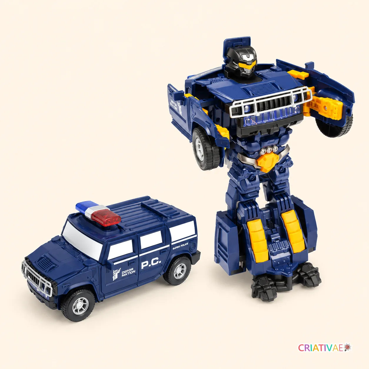 Robotcar Criativae - 2 in 1 Transforming Police Car Robot