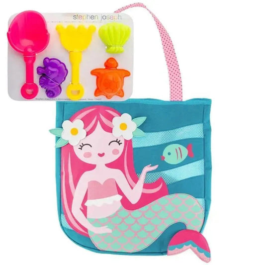 Meerjungfrau-Strandtasche und Sandspielzeug-Set