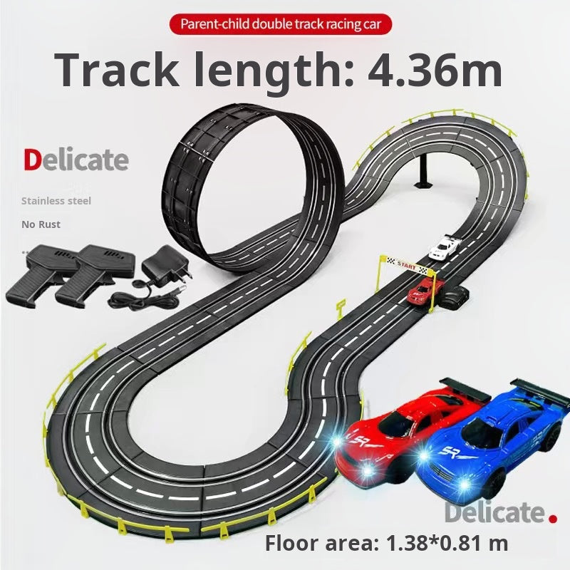Dual-Mode Racing Track Set: Electric and Hand-Crank Powered