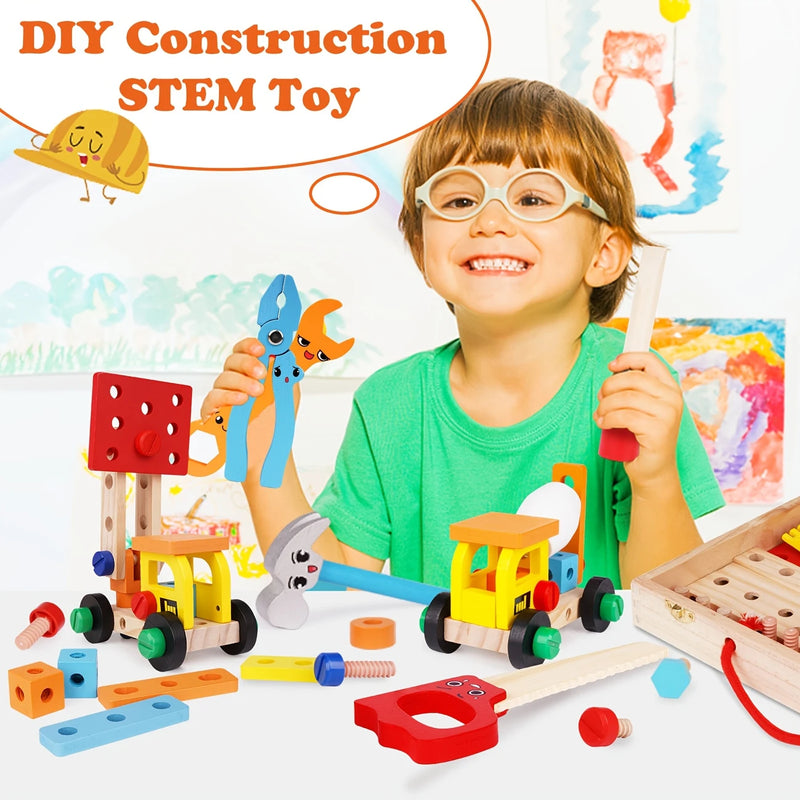 Wooden Kids Tool Set – 47-Piece STEM Construction Kit for Toddlers