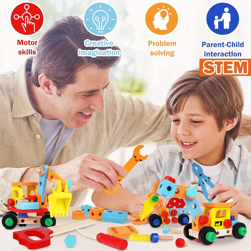 Wooden Kids Tool Set – 47-Piece STEM Construction Kit for Toddlers