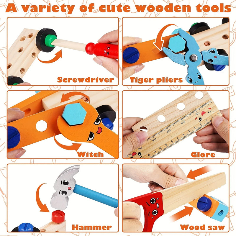 Wooden Kids Tool Set – 47-Piece STEM Construction Kit for Toddlers