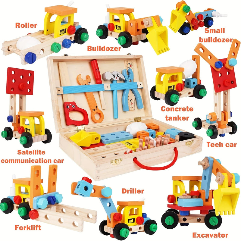 Wooden Kids Tool Set – 47-Piece STEM Construction Kit for Toddlers
