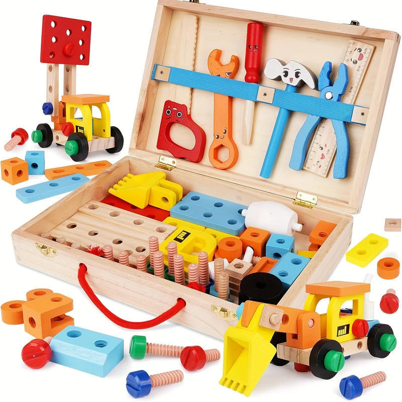 Wooden Kids Tool Set – 47-Piece STEM Construction Kit for Toddlers